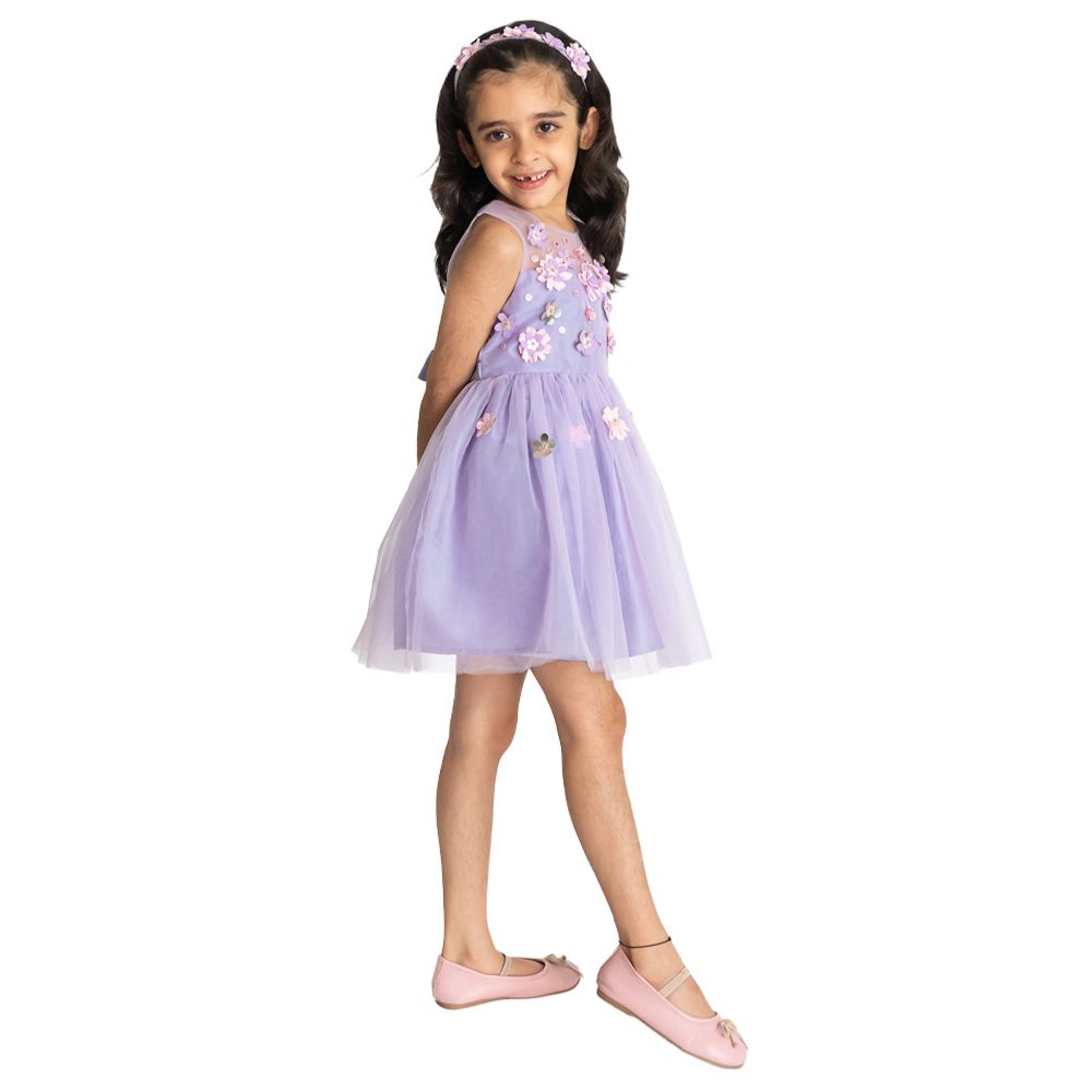 A Little Fable - 2Pc-Set - 3D Flower Dress & Doll - Lavender