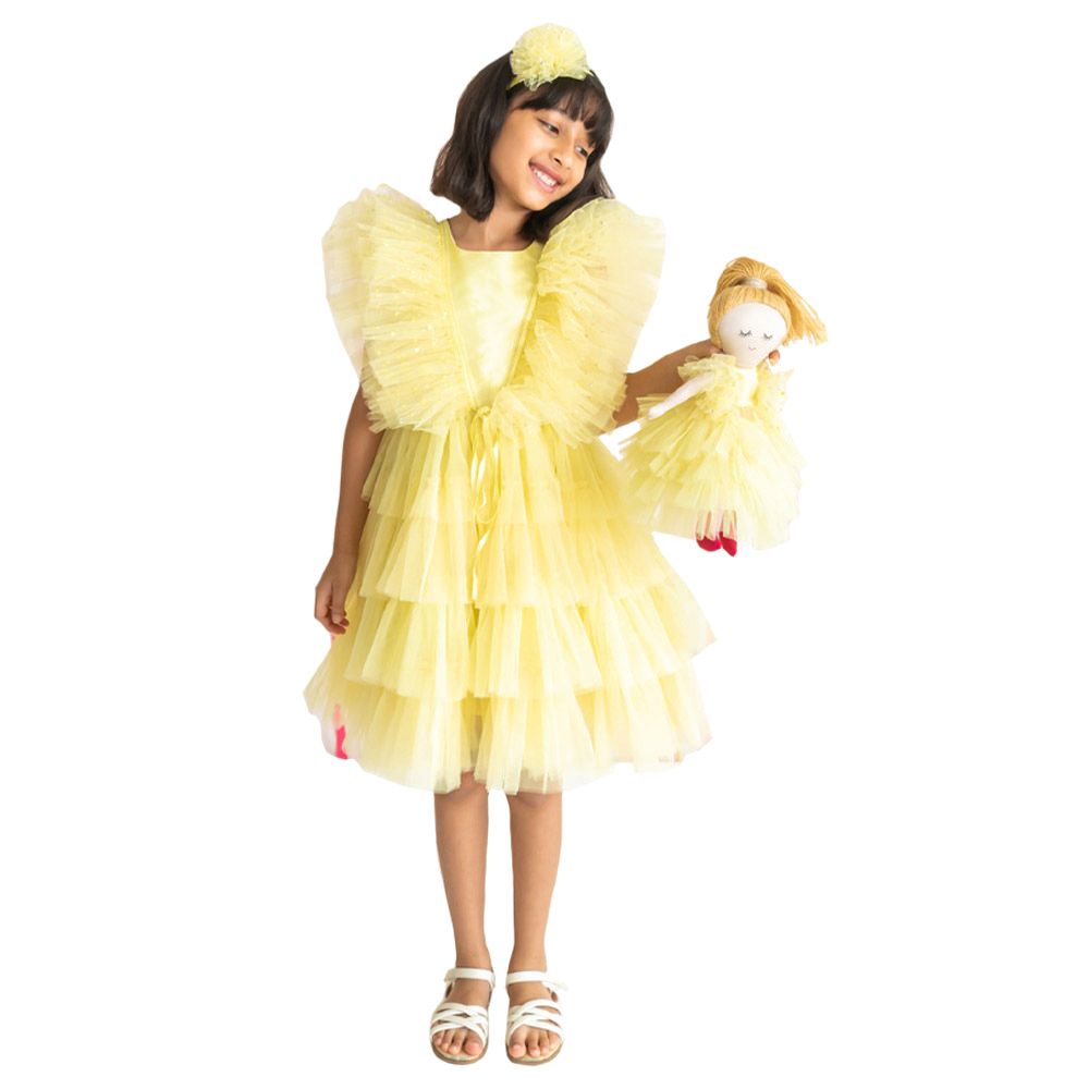 A Little Fable - 2Pc-Set - Regalia Dress & Doll - Yellow