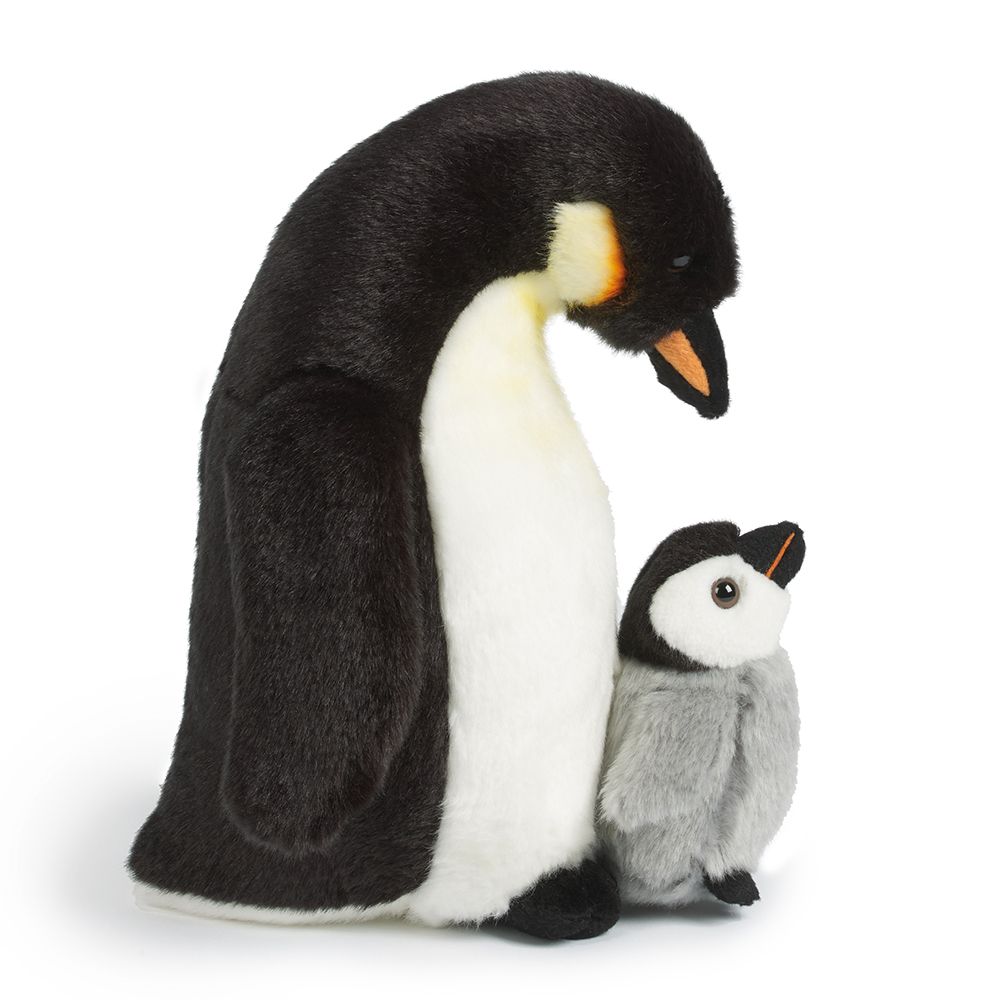 Living Nature - Penguin With Chick Plush Toy - Black - 20cm