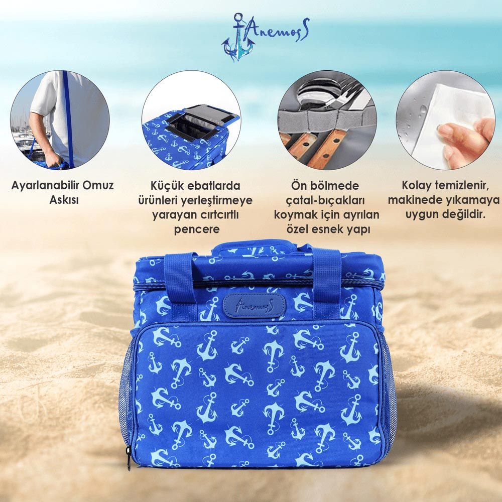 Anemoss - Anchor Insulated Cooler Lunch Bag - Blue - 18.5 L