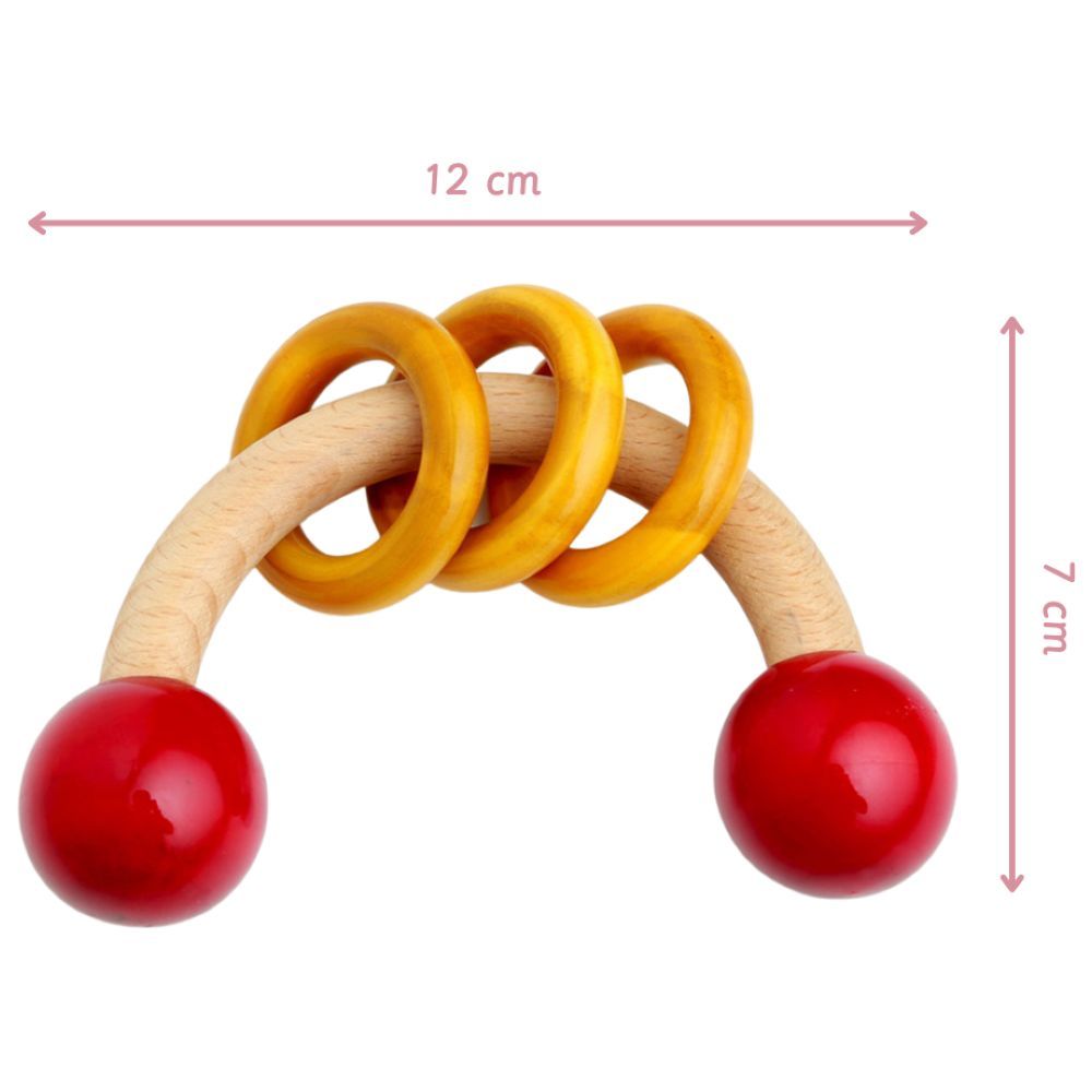 Ariro - Curvy With The Rings Wooden Rattle