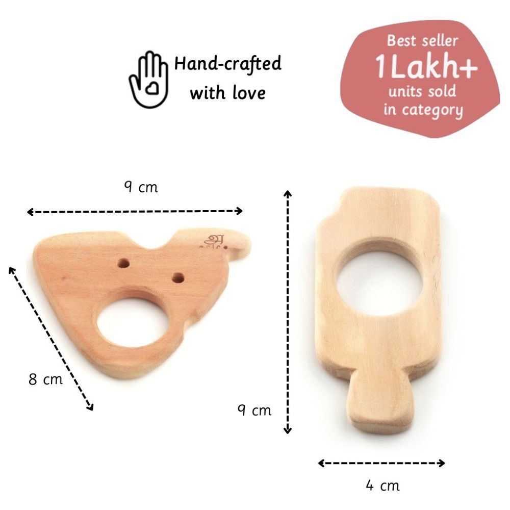 Ariro - Cheese and Ice-Cream Stick Wooden Teethers - 2pcs