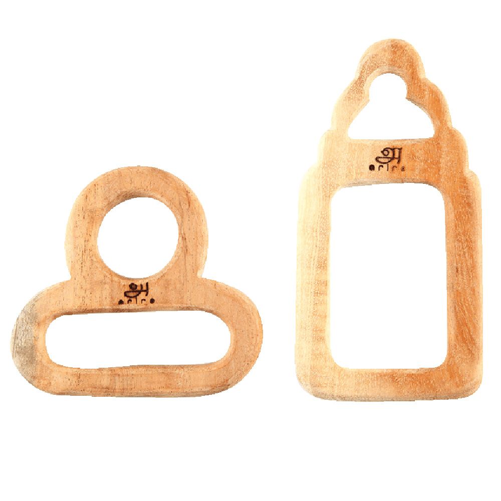 Ariro - Pacifier and Milk Bottle Wooden Teethers - 2pcs