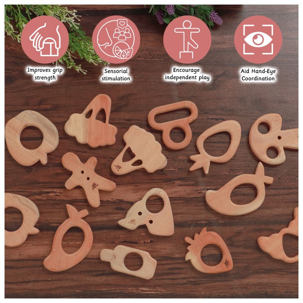 Ariro - Pacifier and Milk Bottle Wooden Teethers - 2pcs