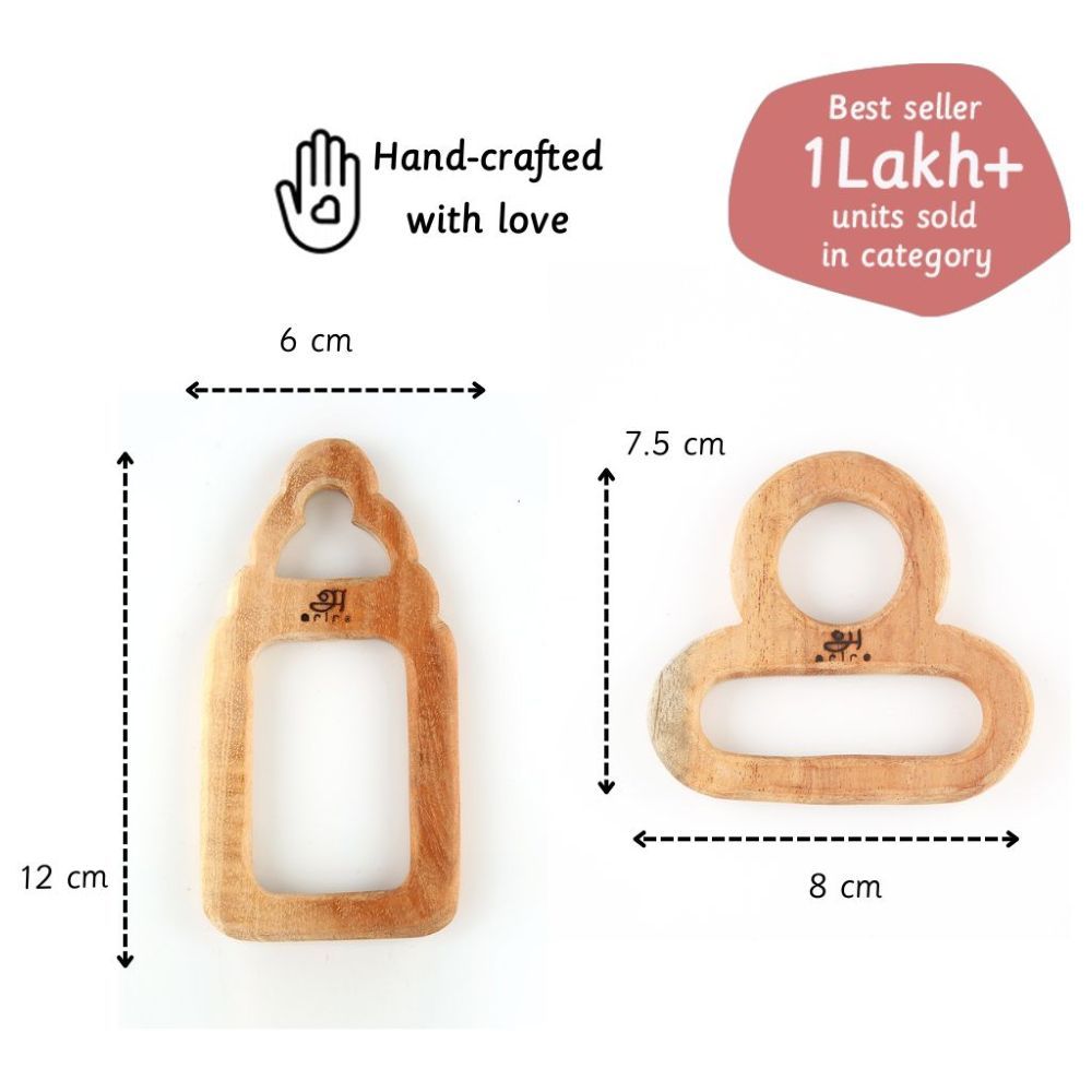 Ariro - Pacifier and Milk Bottle Wooden Teethers - 2pcs