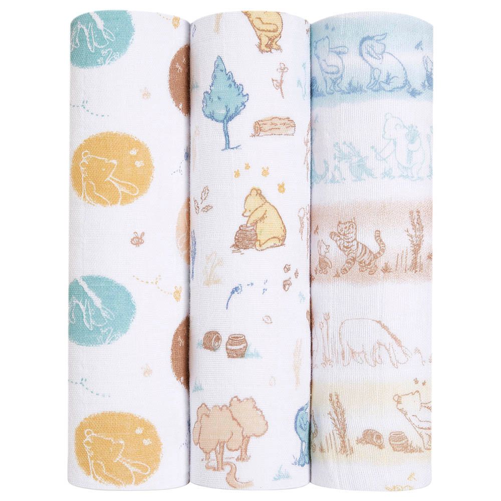 Aden + Anais - 3pc-Set - Muslin Swaddle - L - Winnie The Pooh