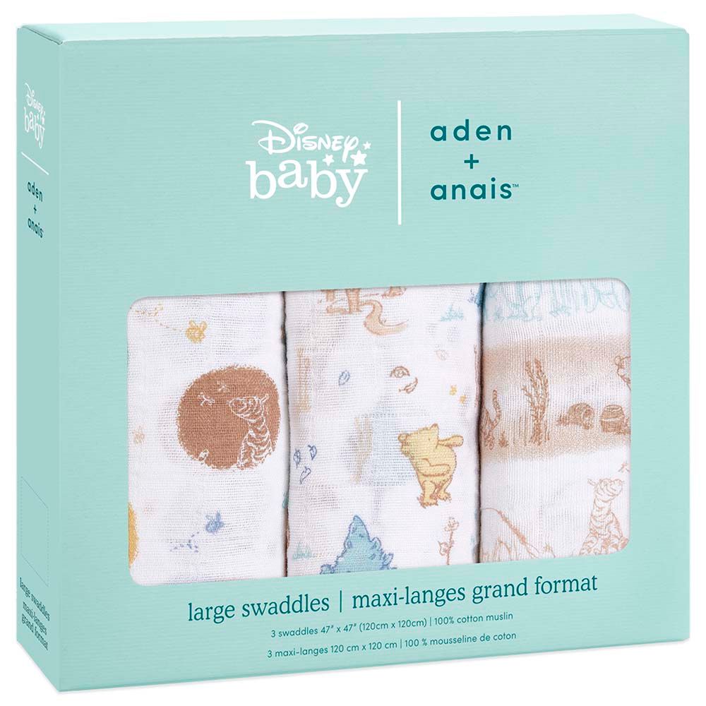 Aden + Anais - 3pc-Set - Muslin Swaddle - L - Winnie The Pooh