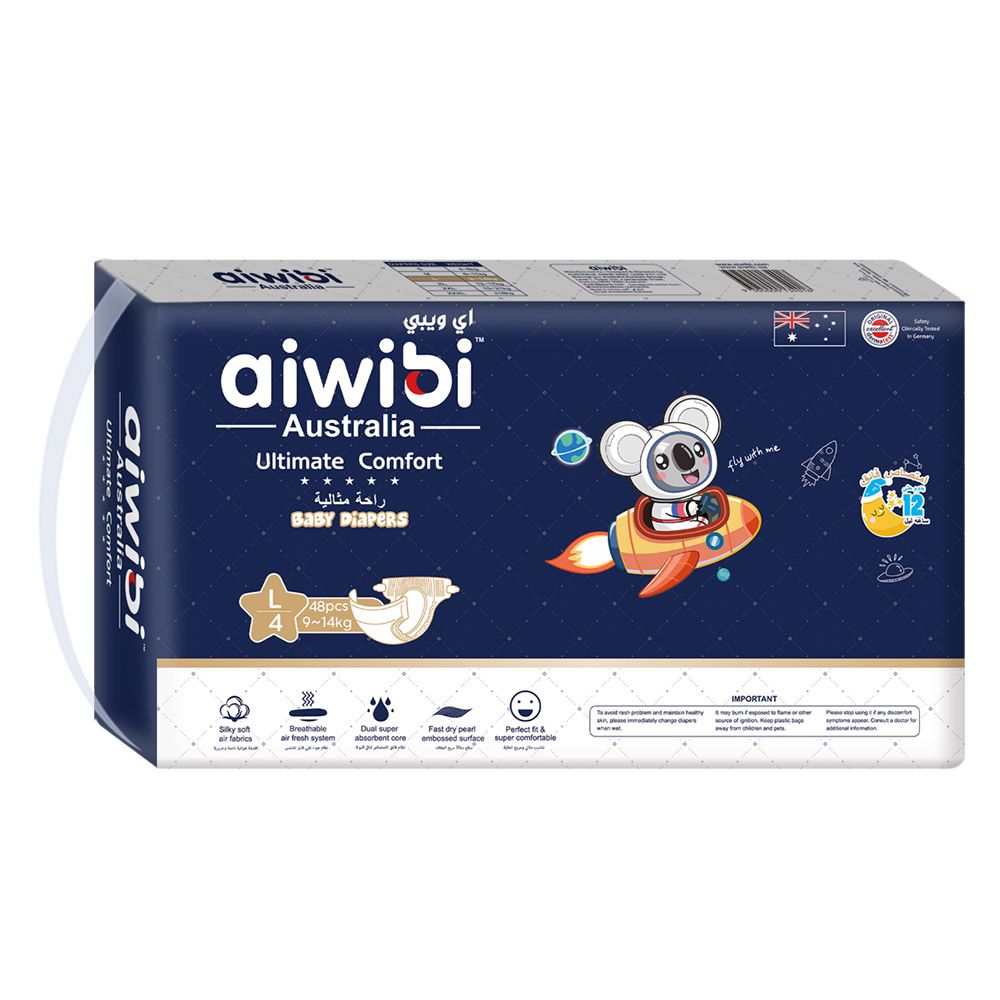 Aiwibi - Ultimate Comfort Baby Diapers - Size 4 - 9-14 Kgs - 48 pcs