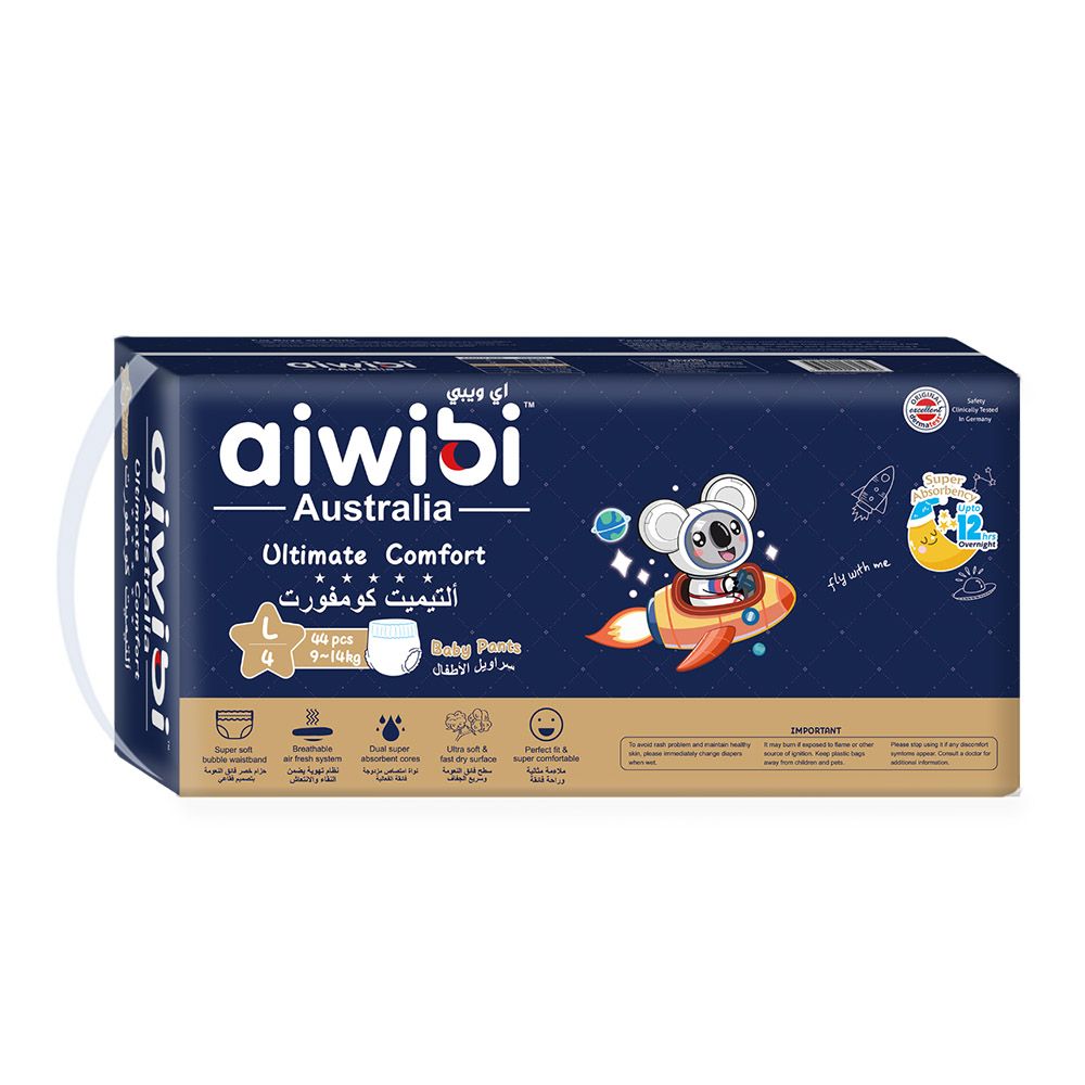 Aiwibi - Ultimate Comfort Baby Diaper Pants - Size 4 - 9-14 Kgs - 44 pcs