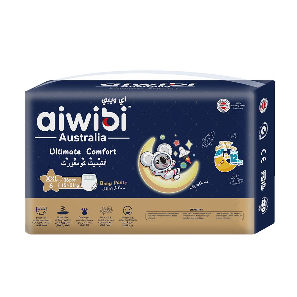 Aiwibi - Ultimate Comfort Baby Diaper Pants - Size 6 - 15-21 Kgs - 36 pcs