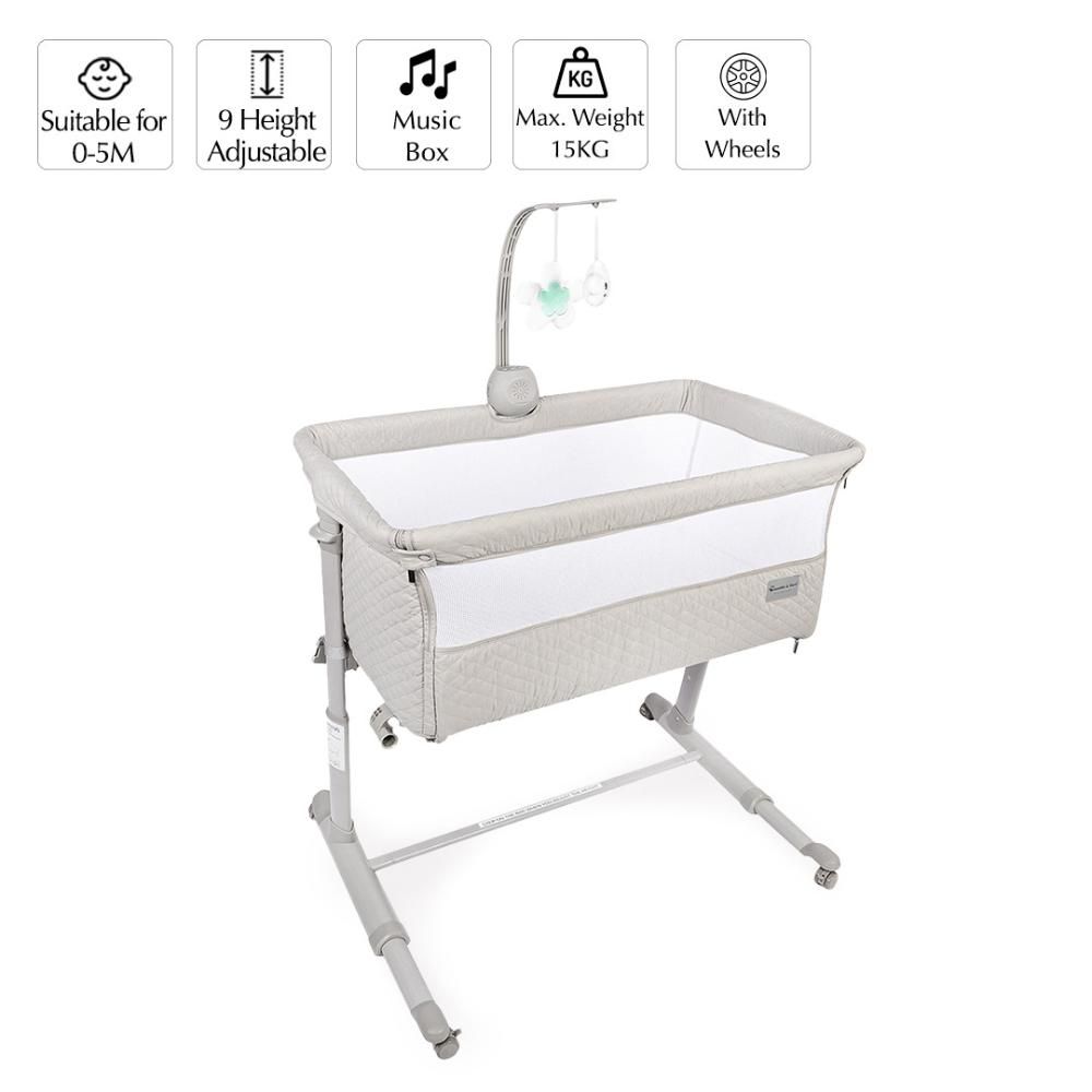 Bumble & Bird - Adjustable Bedside Bassinet W/ Wheels - Grey (Exclusive)