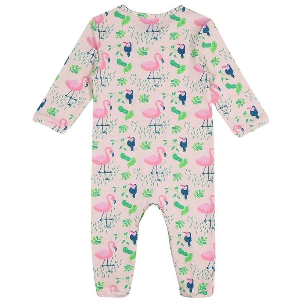 Ola Otter - Printed Footie Sleepsuit - Flamingo Forest