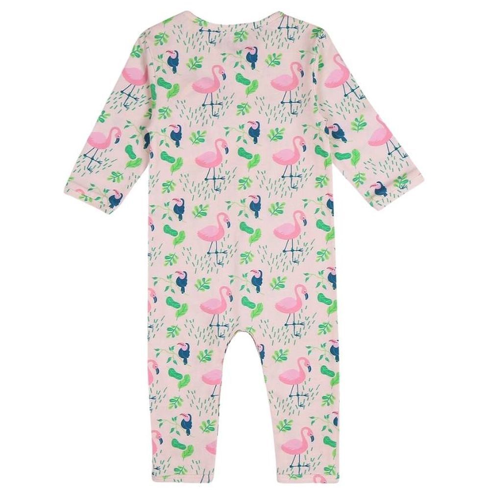 Ola Otter - Printed Sleepsuit - Flamingo Forest