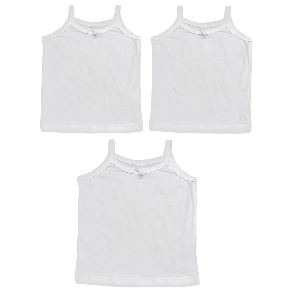 Smart Baby - 3pc-Set - Baby Girl Sleeveless Spagetti Vest - White