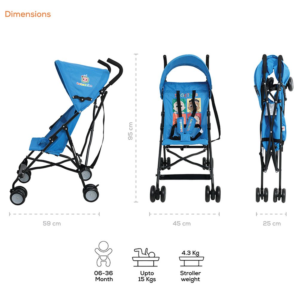 Cocomelon - Lightweight Buggy Stroller - Blue