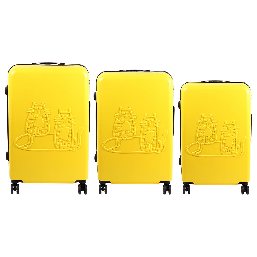 Biggdesign - Cats Carry On Luggage 3pc-Set - Yellow