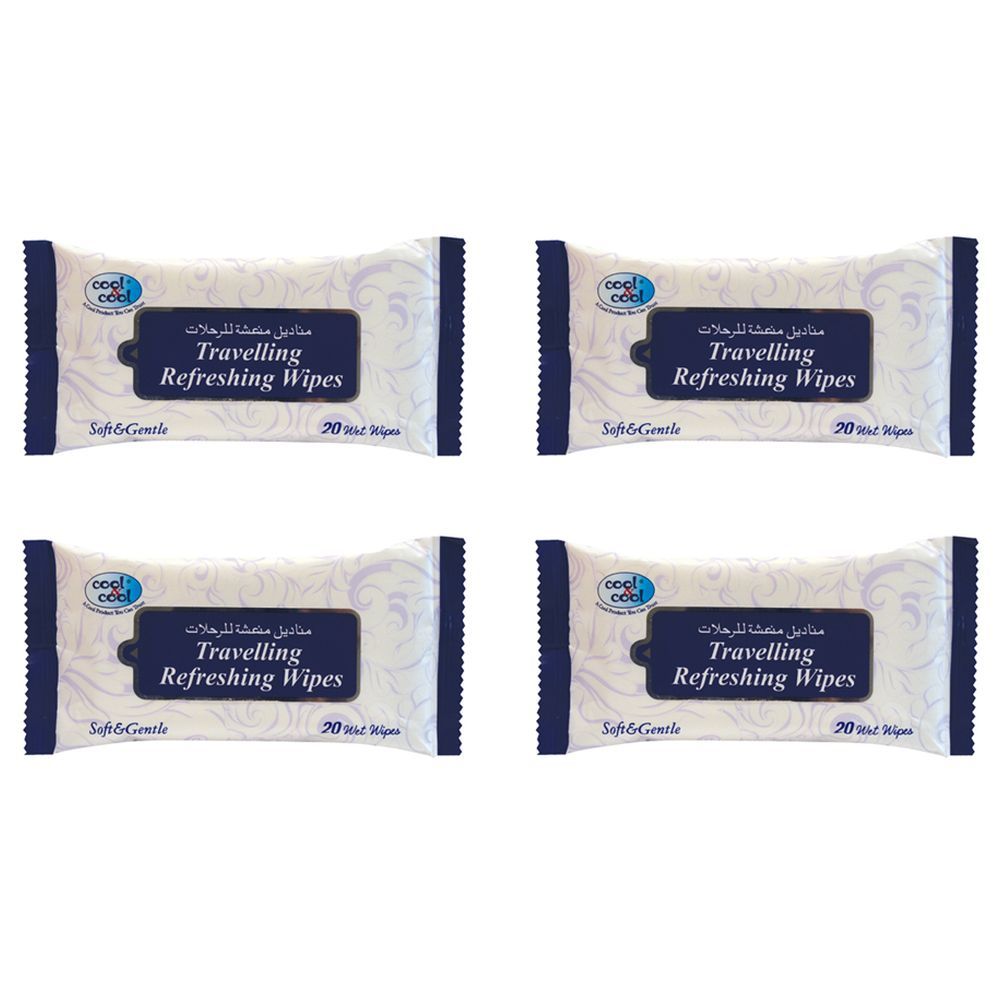 Cool & Cool - Travelling Refreshing Wipes 20's - Pack of 4