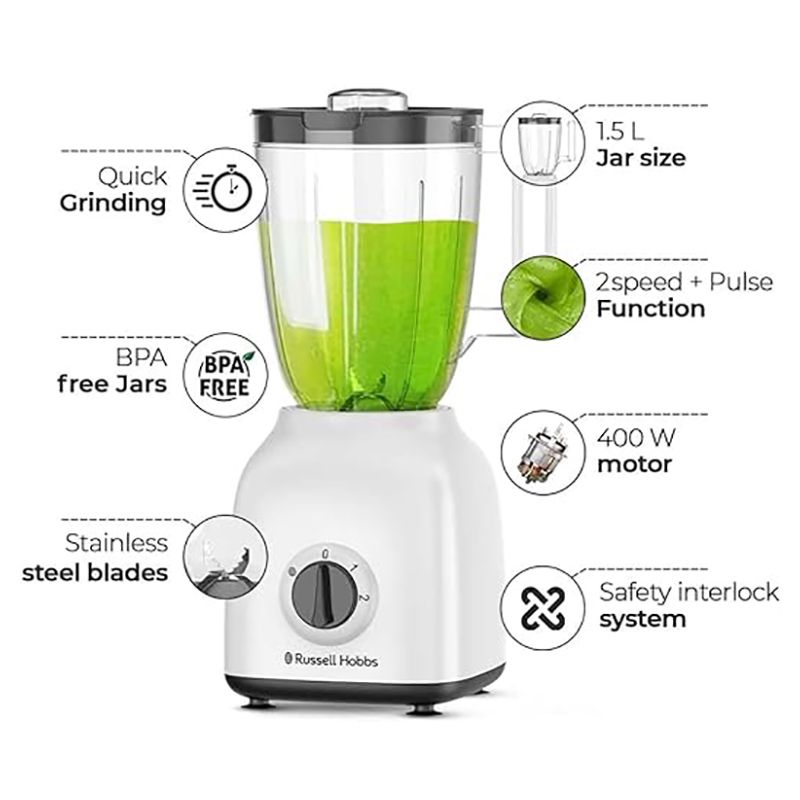 Russell Hobbs - Blender With Grinder And Multi Chopper Mill - White