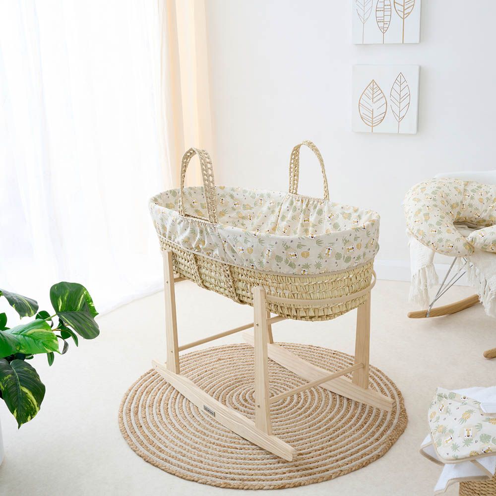 Clair de Lune - Safari Palm Moses Basket without stand - Cream