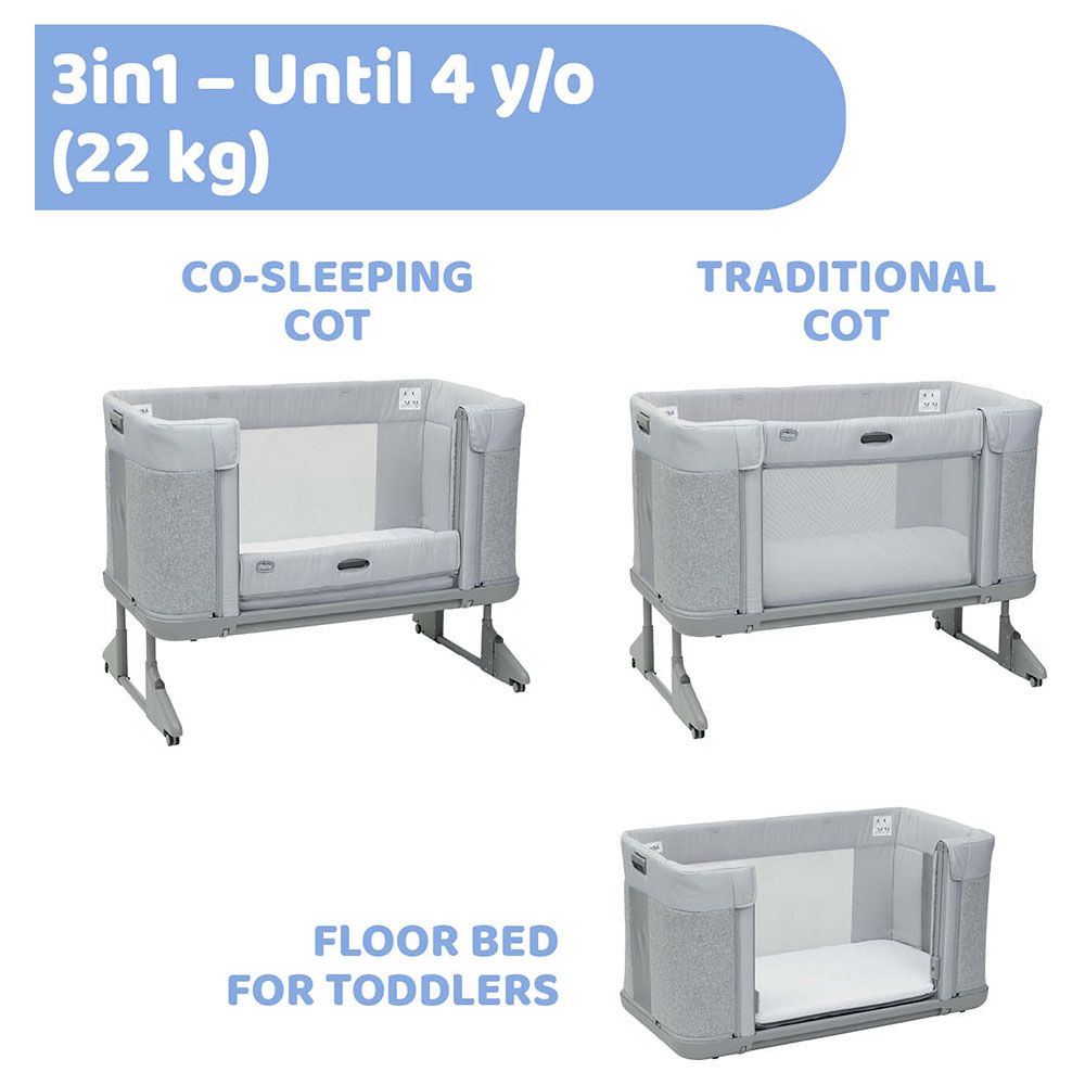 Chicco - Next2Me Forever Co Sleeping Crib - Ash Grey