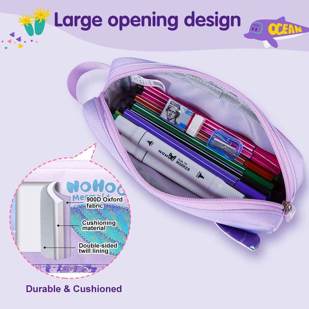 Nohoo - Mermaid Backpack With Lunch Bag And Pencil Case - Purple - 3pcs - 16.15-Inch