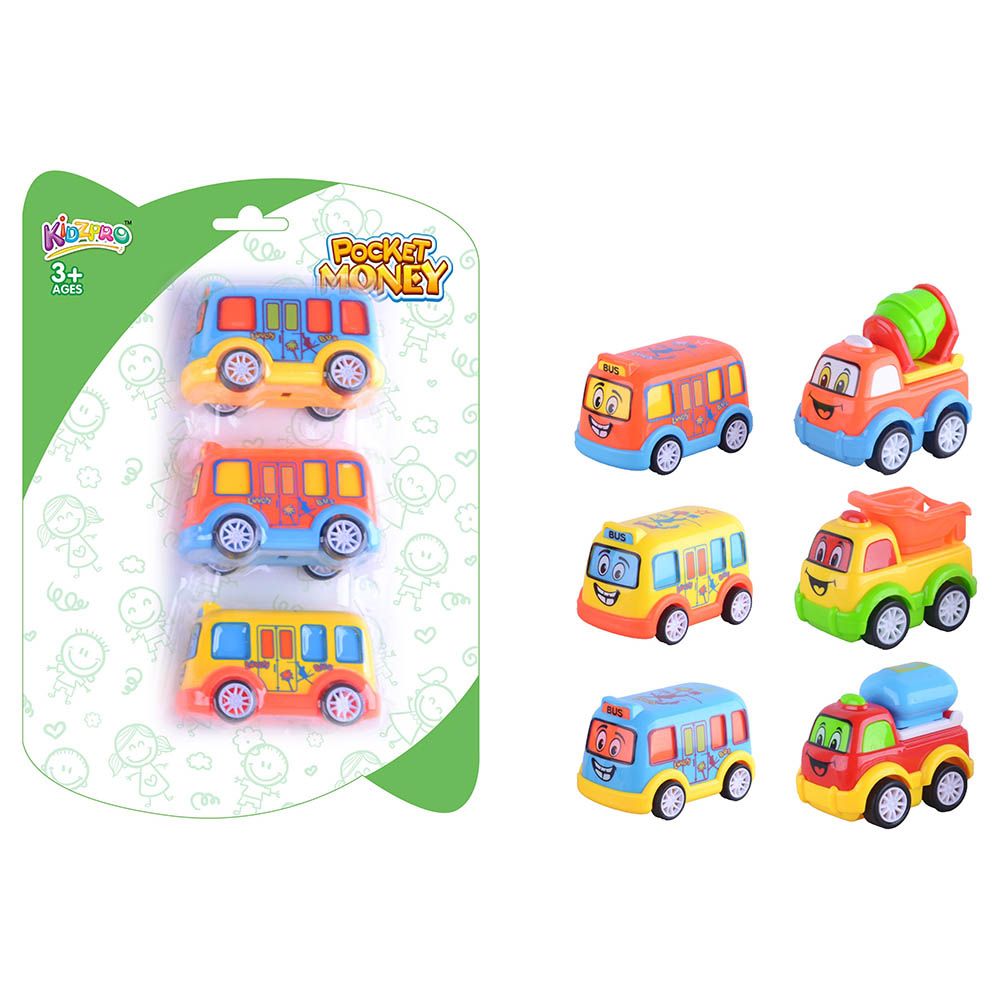 Kidzpro - Pull Back Funky Vehicles - 3pcs - Style May Vary