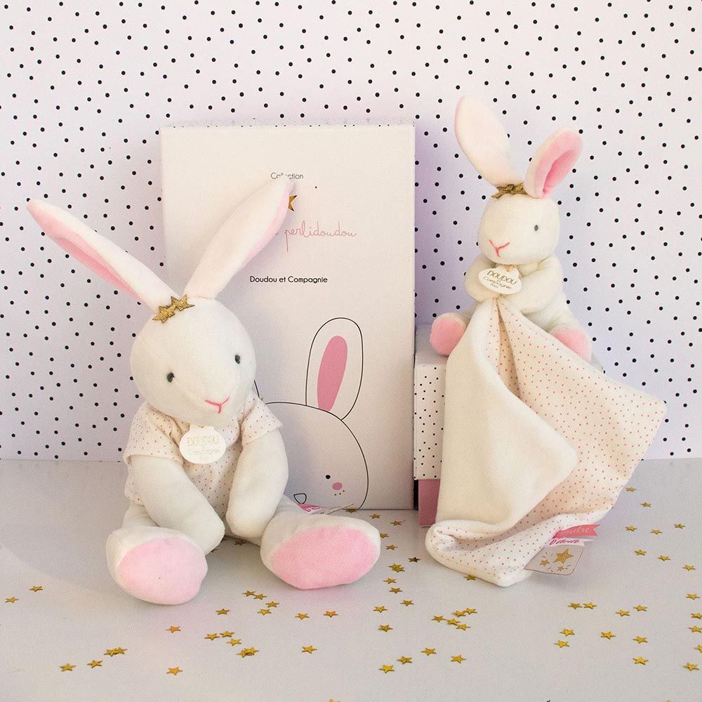 Doudou Et Compagnie - Star Bunny Comforting Toy - Pink - 10cm