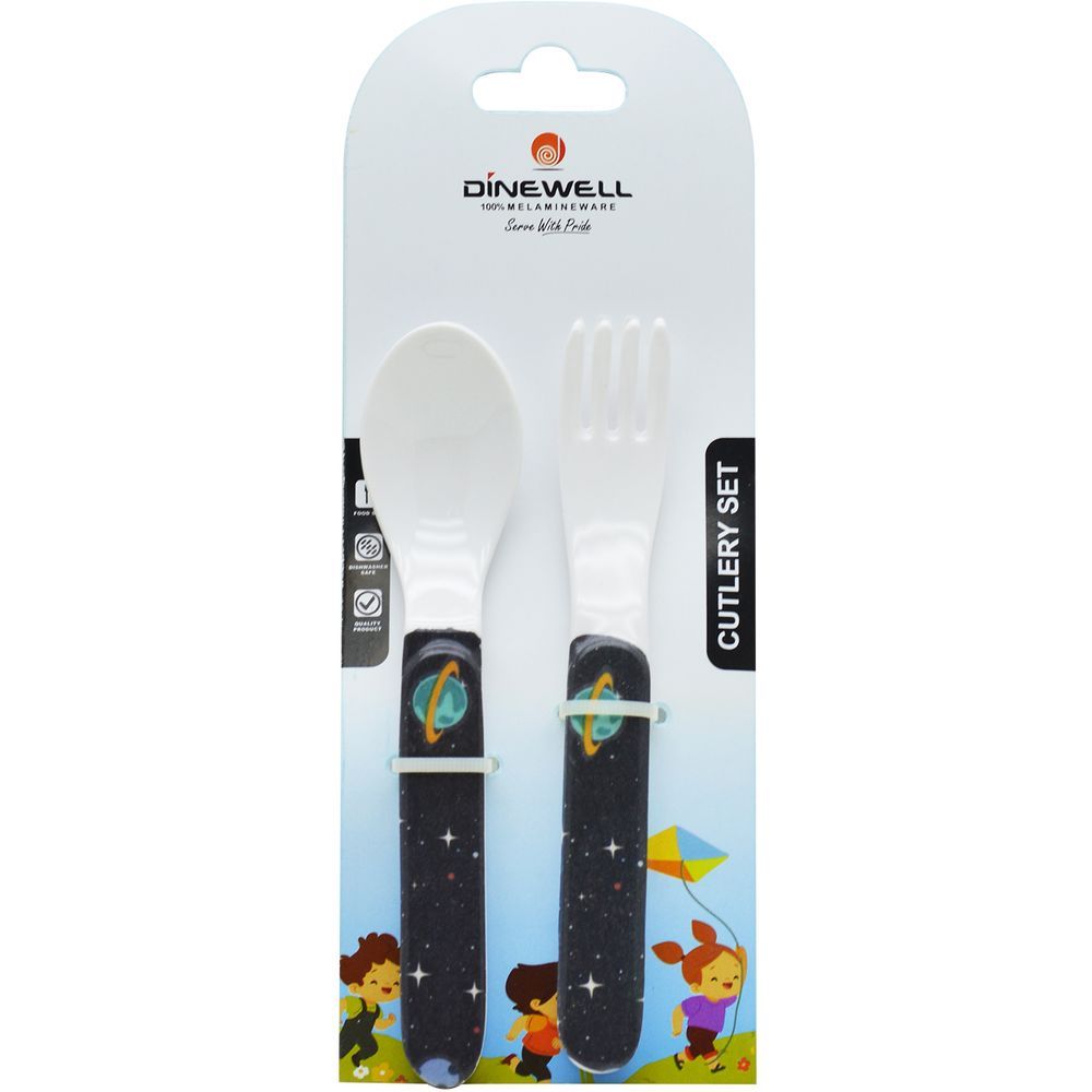 Dinewell - Kids Spoon And Fork Set - Astronaut - 2 Pcs - 6-Inch