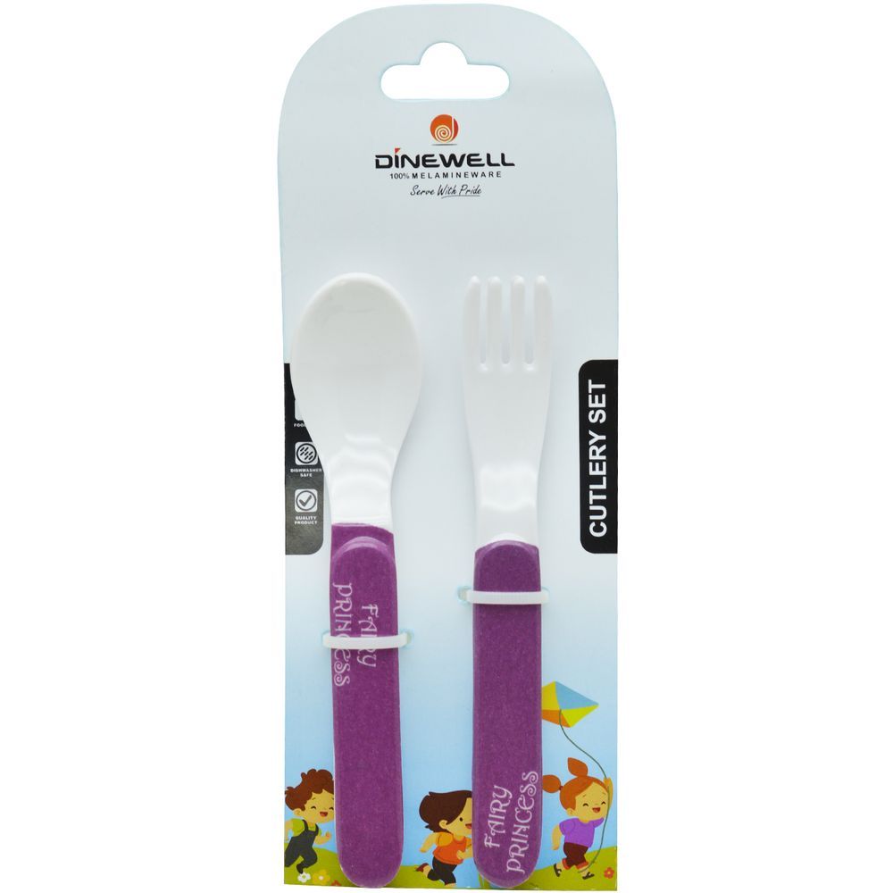 Dinewell - Kids Spoon And Fork Set Spoon - Fairy Princess - 2 Pcs - 6-Inch