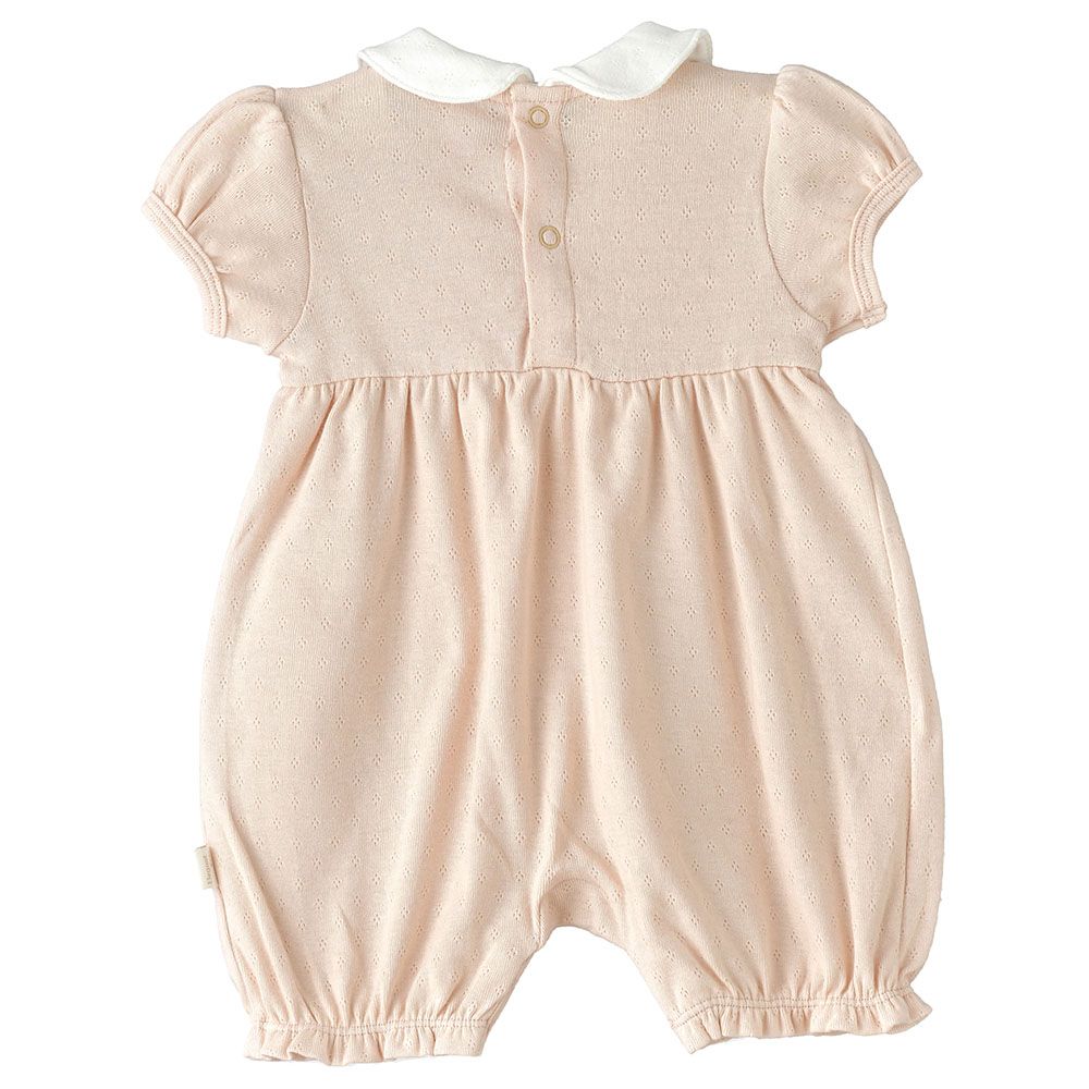 Elegant Kids - Girl's Breezy Playful Designs Cotton Romper - Beige