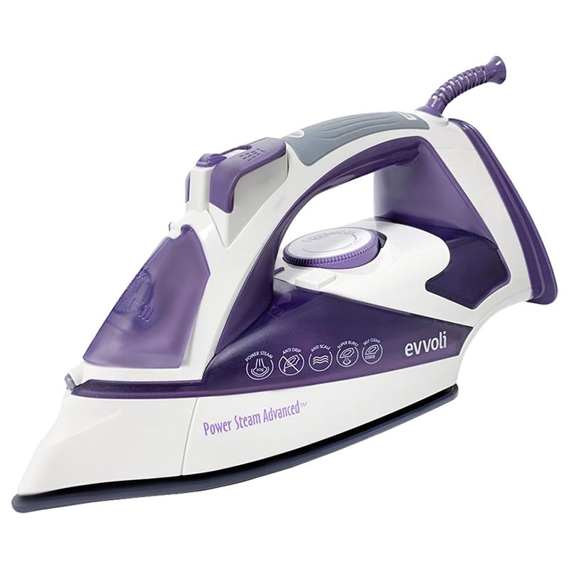 Evvoli - Steam Iron With Ceramic Soleplate - Purple - 2800 W