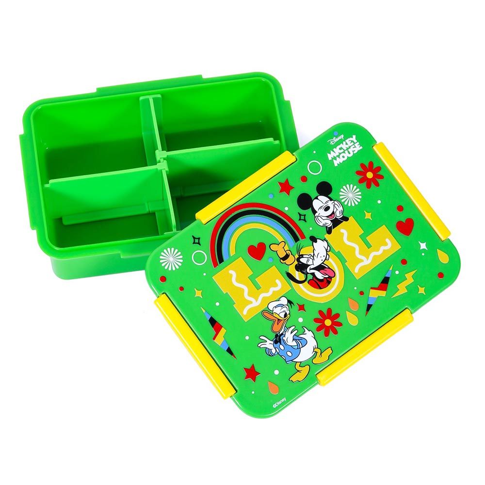 Eazy Kids - Disney Lol Mickey Mouse Bento Lunch Box - Green - 4 Compartments