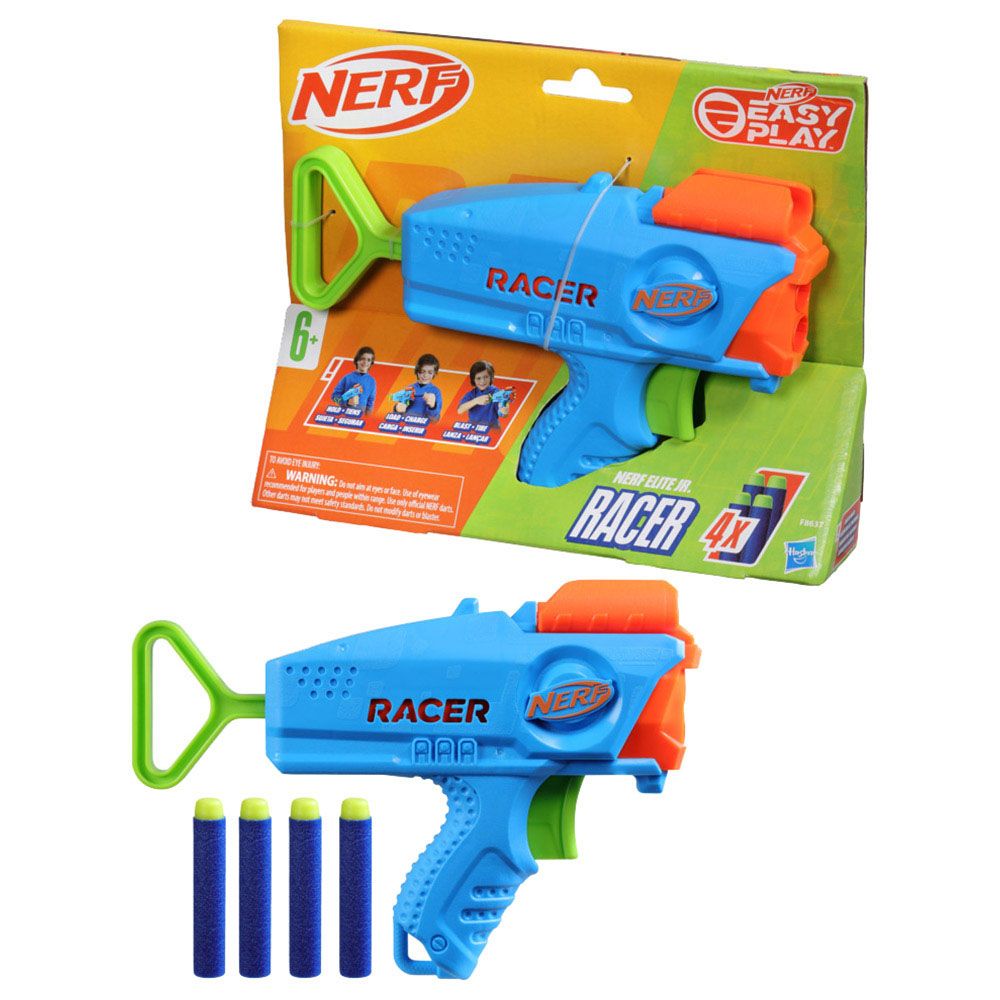 Nerf - Elite Junior Racer Easy Play Dart Blaster With 4 Darts