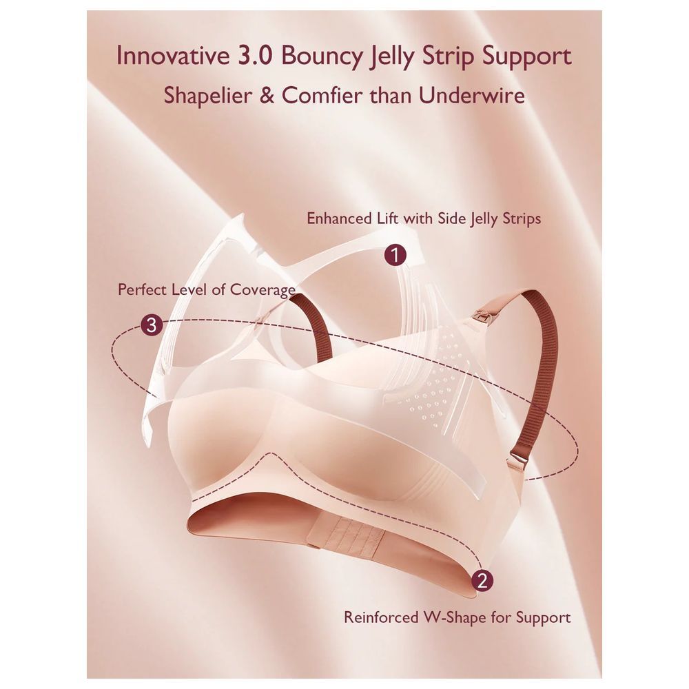 Momcozy - Stylish V Jelly Strip Lift Nursing Bra - Oyster Pink