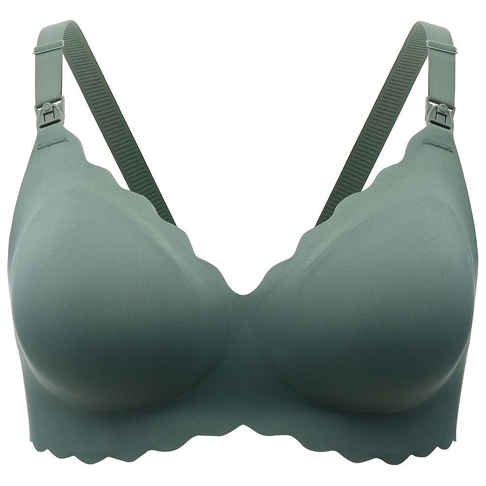 Momcozy - Jelly Strip Seamless Floral Push Up Nursing Bra - Green