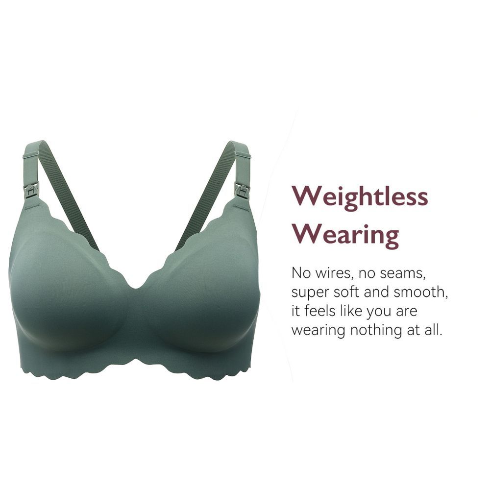 Momcozy - Jelly Strip Seamless Floral Push Up Nursing Bra - Green