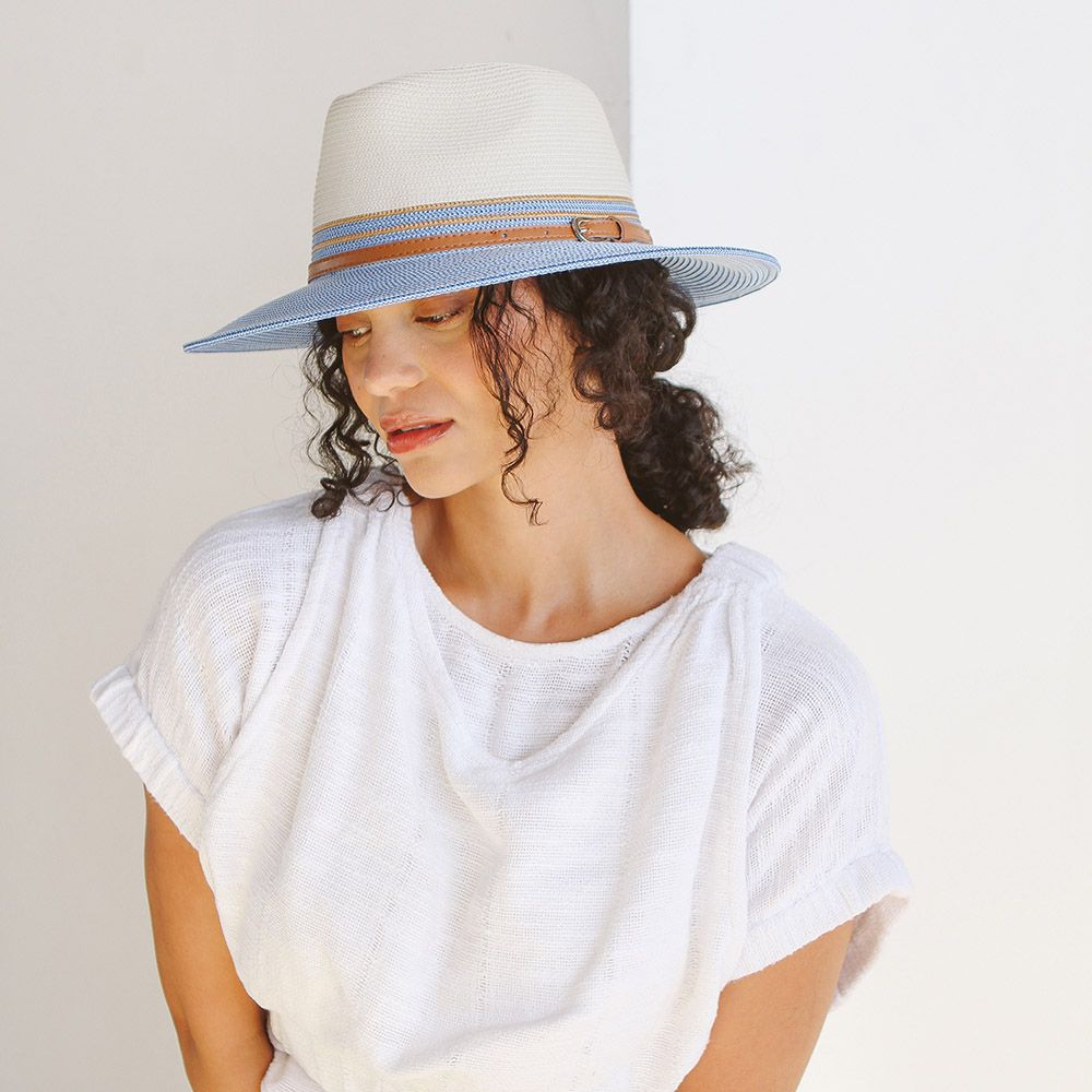 House of Ord - Bella Hat - Ivory/Blue - 58cm