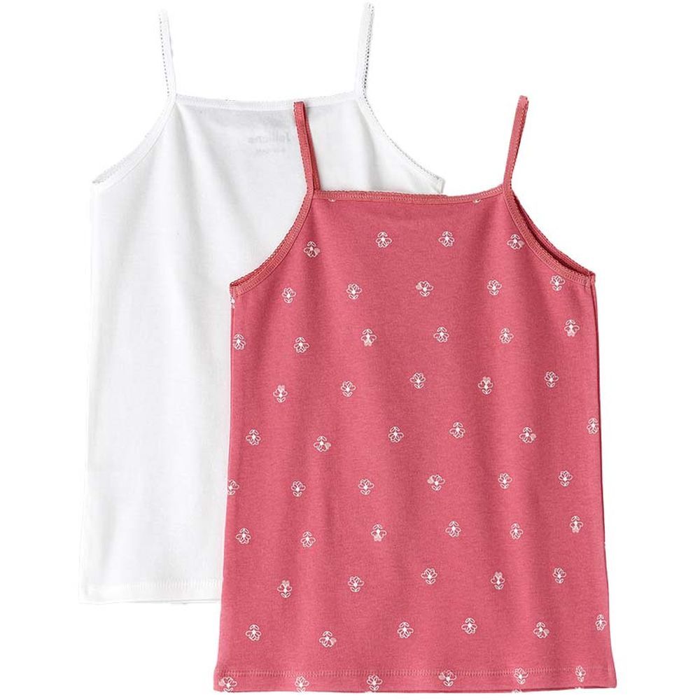 Jelliene - 2pc-Set - Girl's Soft Cotton Vests - Pink/White