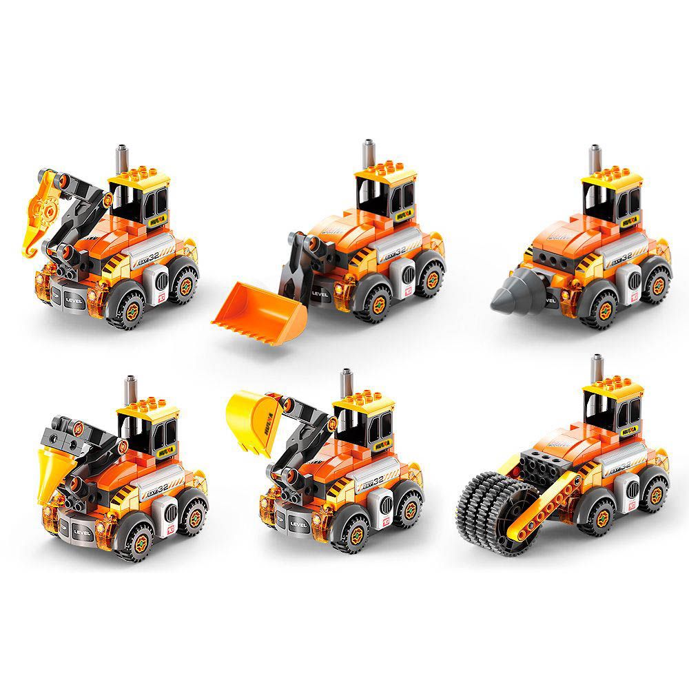 Feelo - 6-In-1 Construction Cars Building Blocks Set - 141 Pcs