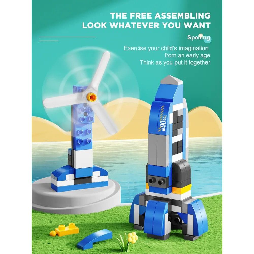 Feelo - Helicopter Building Blocks - Blue - 120 Pcs