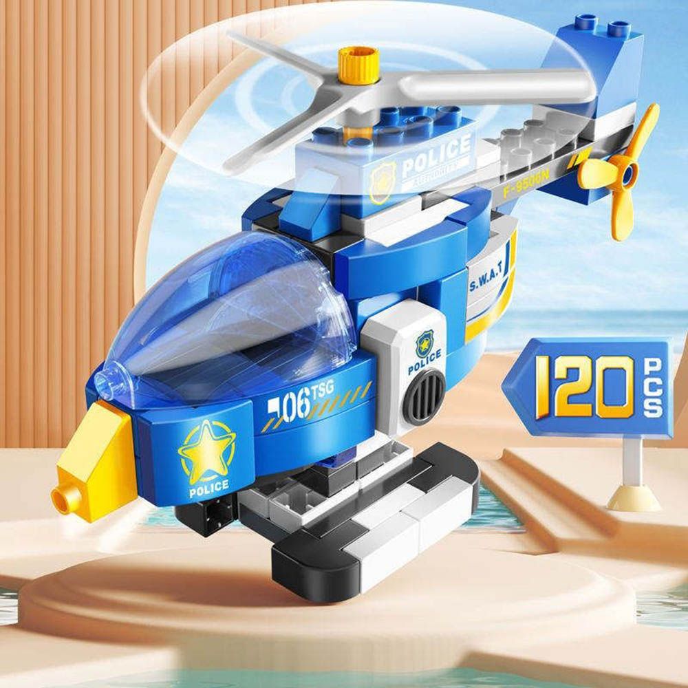 Feelo - Helicopter Building Blocks - Blue - 120 Pcs