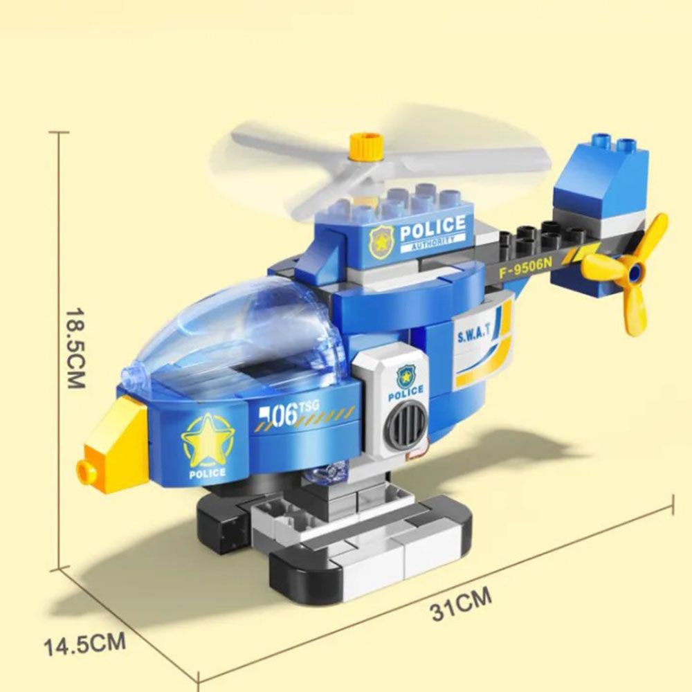 Feelo - Helicopter Building Blocks - Blue - 120 Pcs