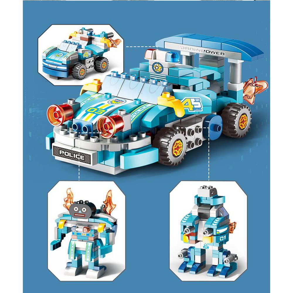 Feelo - Police Car And Robot Building Blocks Set - 182 Pcs