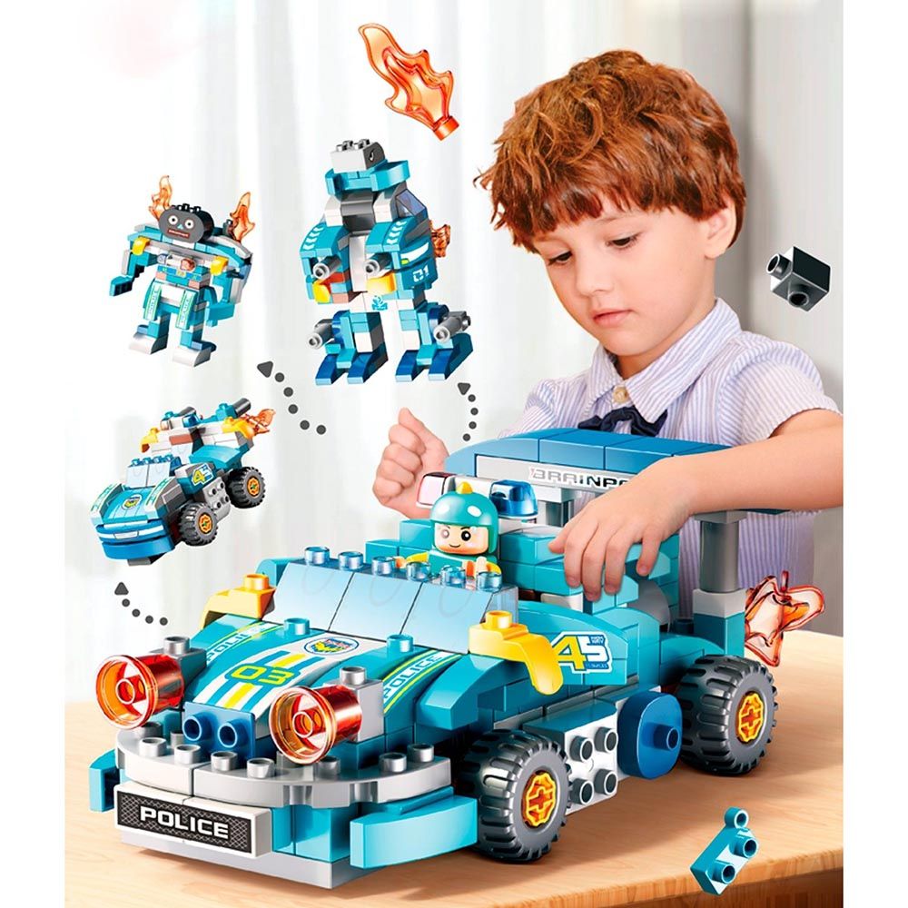 Feelo - Police Car And Robot Building Blocks Set - 182 Pcs