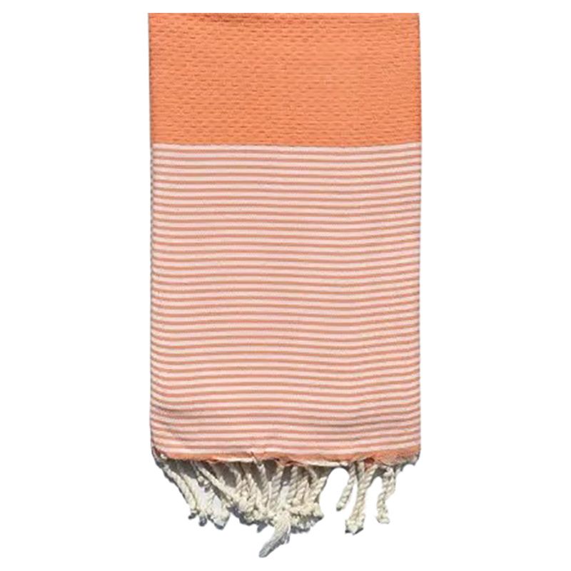 Hammam Corner - 100% Recycled Cotton Honeycomb Beach Towel - Orange