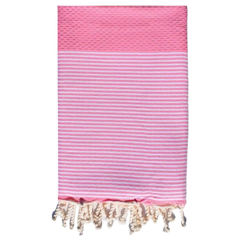 Hammam Corner - 100% Recycled Cotton Honeycomb Beach Towel - Dark Pink