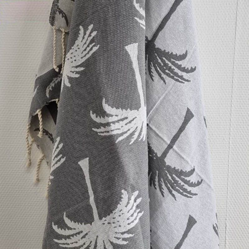 Hammam Corner - 100% Recycled Cotton Palm Beach Towel - Grey