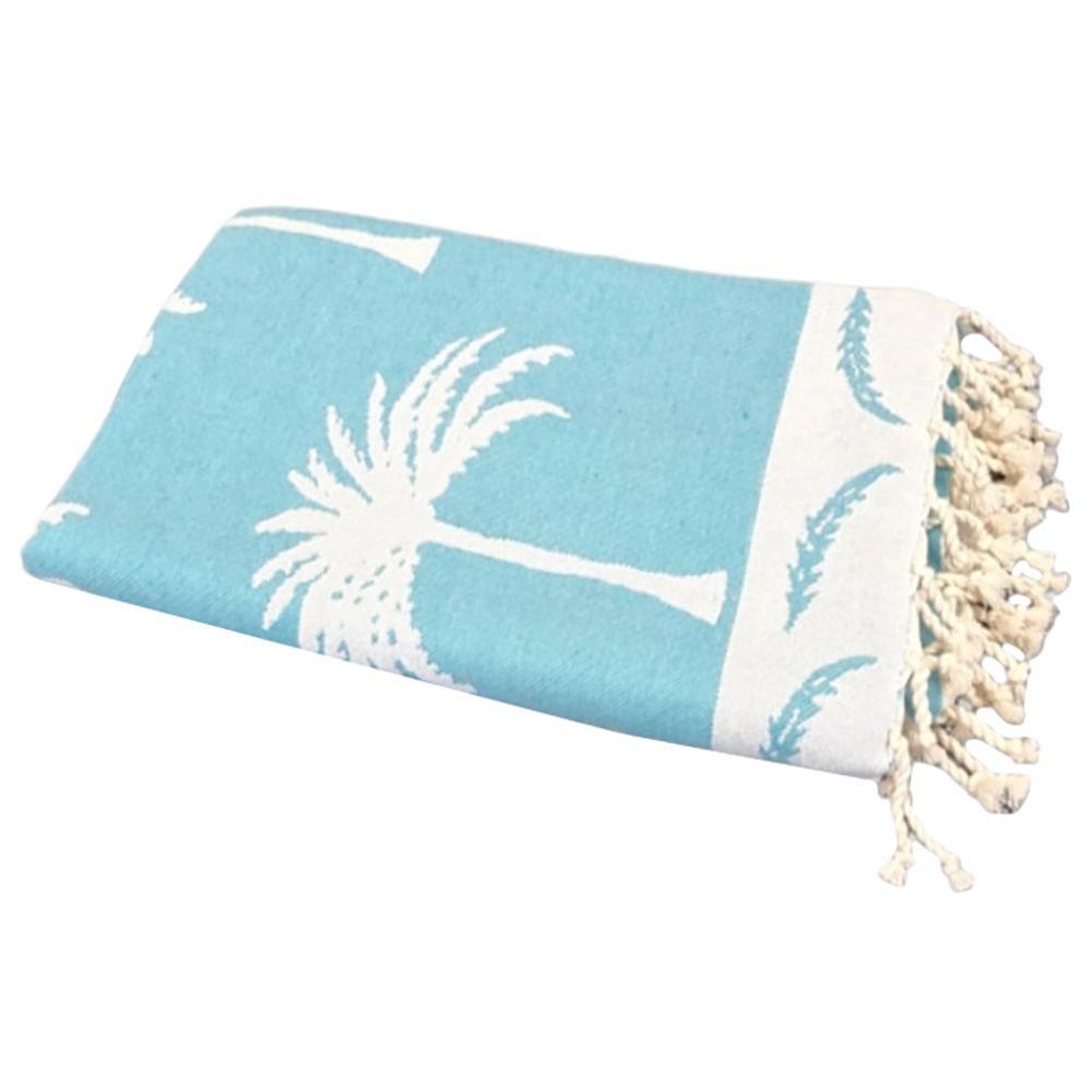 Hammam Corner - 100% Recycled Cotton Palm Beach Towel - Turquoise