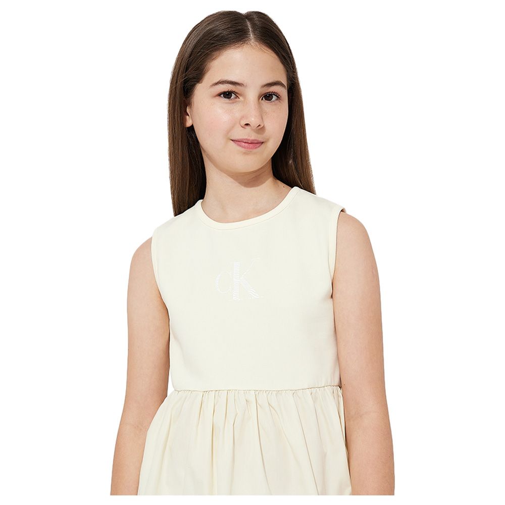 Calvin Klein - Iridescent Monogram Mixm Dress - White