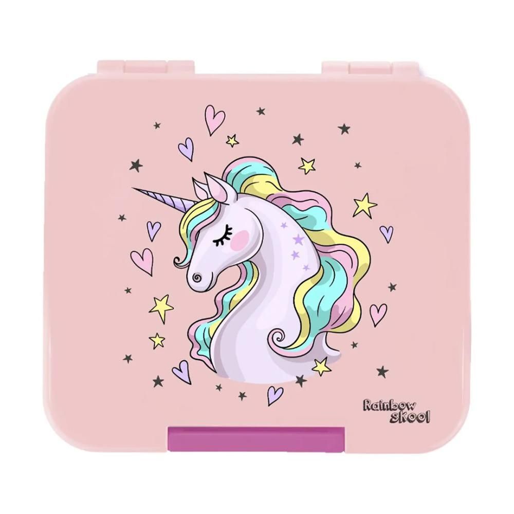 Rainbow Skool - 4 Compartment Mini Lunch Box - Unicorn - Pink